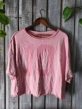 Distressed Pink Crop Top Number 10 Oversized Graphic Tee